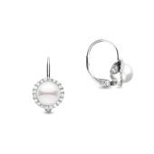 Cercei argint cu perle naturale albe si tortite DiAmanti E7697-AS